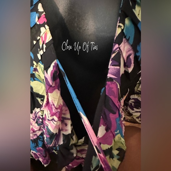 Nue Options Women’s Pleated Print 3/4 Sleeve Open Front Dress Casual Top Size M - Picture 6 of 8